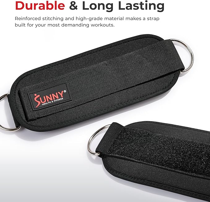 Sunny Health & Fitness Premium Resistance Band Set with Door Anchors, Wrist Straps, Handles Carry Bag Optional Padded Ankle Straps (Pair) for Strength Training, Booty Workout, Lower Body Exercises