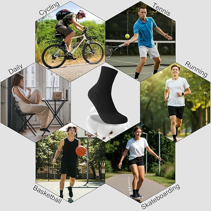 HUSO Compression Ankle Running Socks: Athletic Socks for Men Women with Cushion,Work Hiking Basketball Sport Socks 3 Pairs