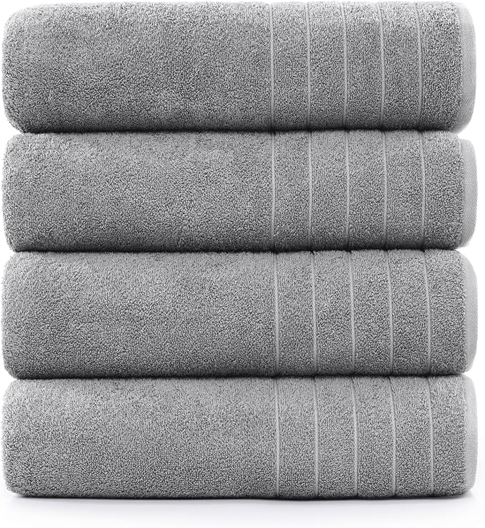Casa Platino Bath Sheets 4 Pack (36"x 72"), 100% Ring Spun Cotton Bathroom Towels, Soft Absorbent Bath Sheet Sets, Quick Drying Towels - Ultimate Grey