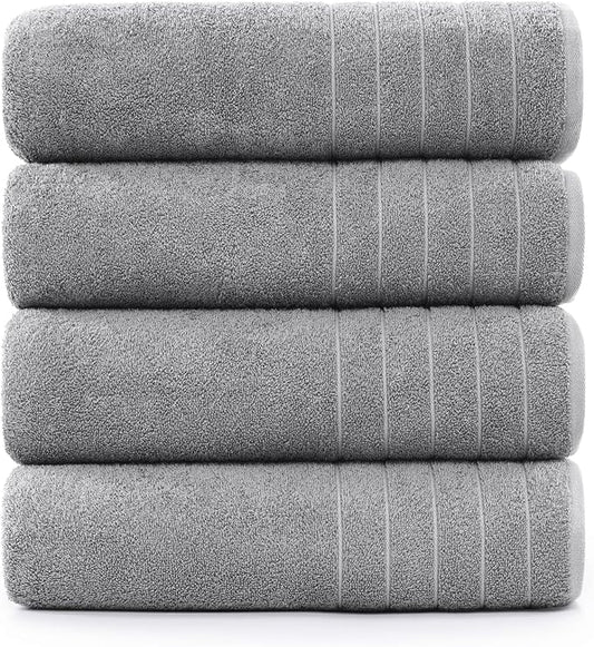 Casa Platino Bath Sheets 4 Pack (36"x 72"), 100% Ring Spun Cotton Bathroom Towels, Soft Absorbent Bath Sheet Sets, Quick Drying Towels - Ultimate Grey