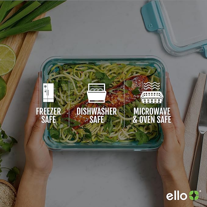 Ello Duraglass 3.4 Cup Meal Prep Sets 6Pc, 3 Pack Set- Glass Food Storage Container with Silicone Sleeve and Airtight BPA-Free Plastic Lids, Dishwasher, Microwave, and Freezer Safe, Berry