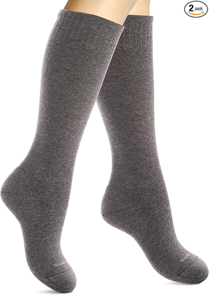 Cotton Compression Socks for Women & Men. 15-20 mmHg Support Knee-High Charcoal Gray M/L