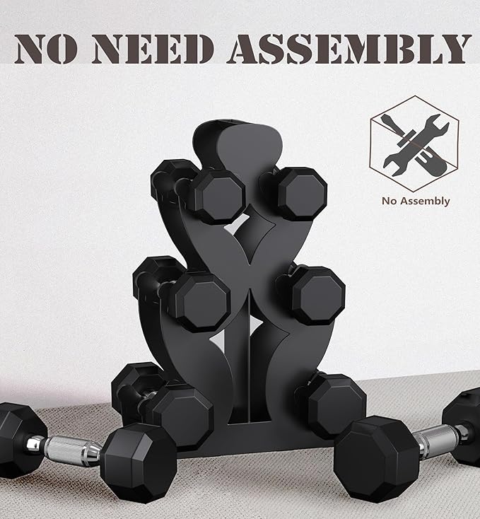 Dumbbell Rack, Stand Only, No Install Needed Small Weight Rack with Dumbbell Protector Edge,Suitable for Rubber-Coated Dumbbells