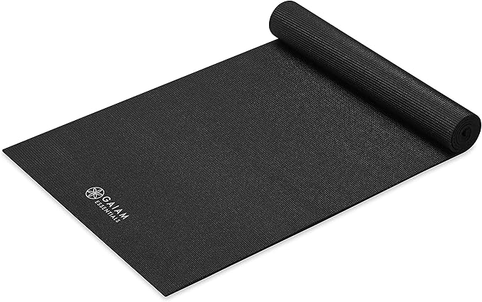 Gaiam Essentials Thick and Thin Yoga Mat Fitness & Exercise Mat with Easy-Cinch Carrier Strap