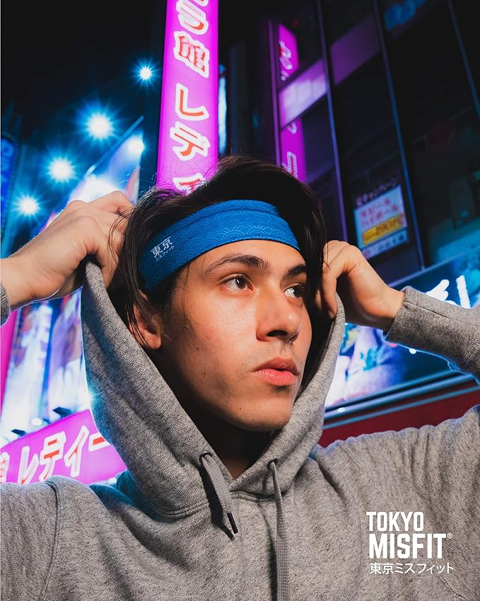 Tokyo Misfit - Japanese Headbands for Men & Women, Sweat Band, Workout, Yoga, Fashion, Running, Sports, Basketball, Bandana