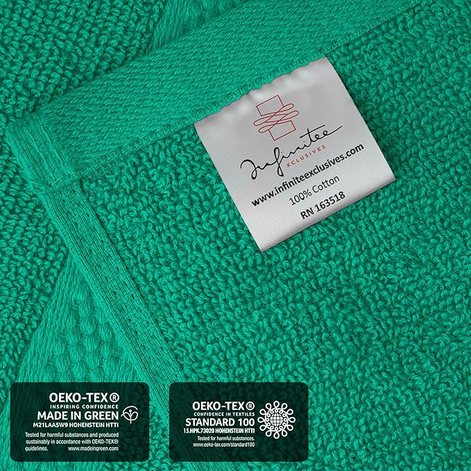 Infinitee Xclusives Green Hand Towels for Bathroom - Set of 6 (16x28 inches) 600 GSM, 100% Cotton Ultra Soft, Quick Drying, Hotel Quality Hand Towel Set (Vivid Green)