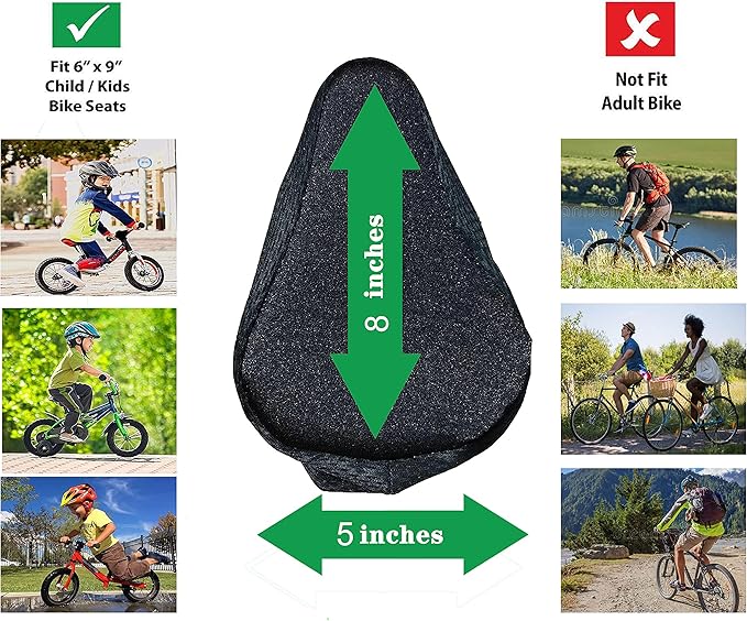 Kids Bike Gel Seat Cushion Cover, 8x5 inch Child Bike Seat Cover Premium Comfortable Small Bicycle Saddle Pad