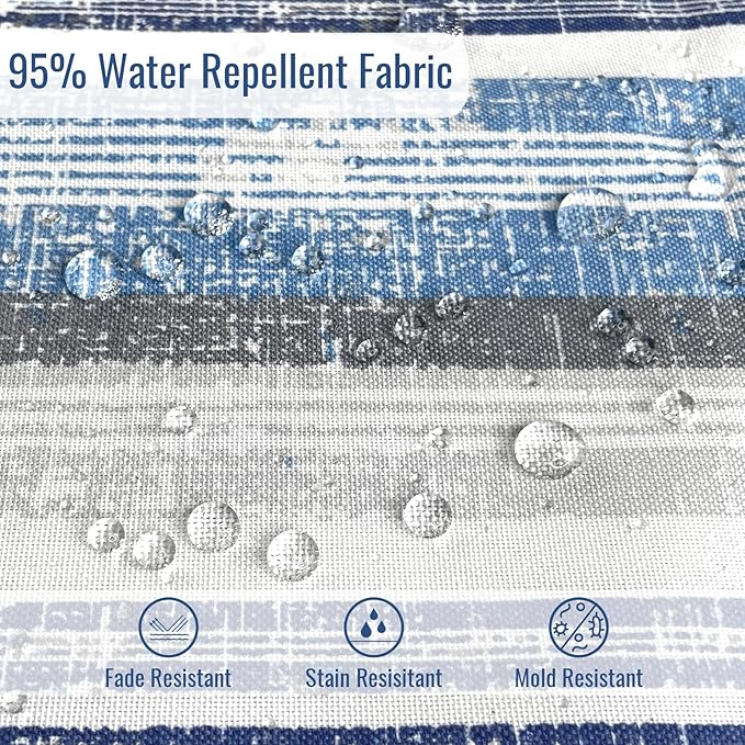 Outdoor Bench Cushion, Patio Furniture Cushion 48 x 18 x 3 Inch, Water Resistant Garden Sofa Swing Pad Settee Loveseat Couch Replacement Cushion, 1 Pack, Stripe Layered Blue