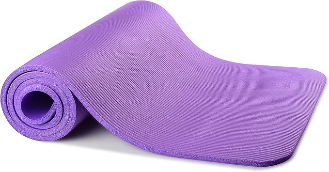 BalanceFrom 1-Inch Thick High-Density Exercise Yoga Mat, Non-Slip Workout Mat with Carry Strap for Men & Women, Ideal for Pilates, Stretching & Floor Exercises at Home or Gym, Multiple Color