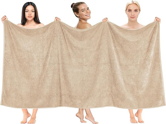 Cotton Paradise 100% Cotton 40x80 Oversized Bath Sheet, Extra Large Turkish Bath Towels for Bathroom, Beige Bathsheet