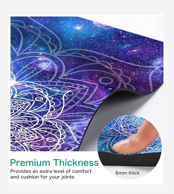 Non Slip Yoga Mat TPE Workout Mat for Men Women, Thick Workout Mat with Carrying Strap, Fitness Mats for Exercise, Yoga, Fitness, Pilates, Floor Workouts (72" x 24" x 6mm)