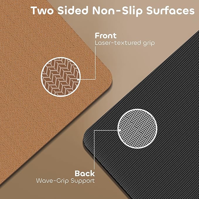 Non-slip TPE Yoga Mat for Women & Men,72"x24" Double-Sided Workout Mat for Home Gym Pilates Fitness,1/4 Inch Packable Lightweight Exercise Mat with Strap for Travel,Non Toxic Exercise Floor Mat