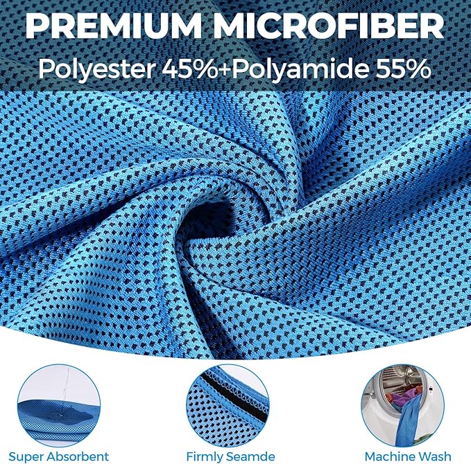 Cooling Towels for Neck and Face - Microfiber Chilly Towel Yoga Towel for Men or Women Ice Cold Towels for Yoga Gym Travel Camping Golf Football & Outdoor Sports
