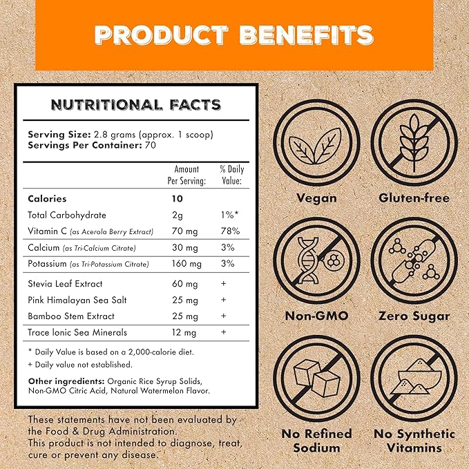 Superieur Electrolytes – Plant Based Electrolyte Supplement w/Sea Minerals for Hydration & Recovery – Keto Friendly, Non-GMO, Zero Sugar, Vegan Healthy Sports Drink Powder – Citrus (70 Servings)