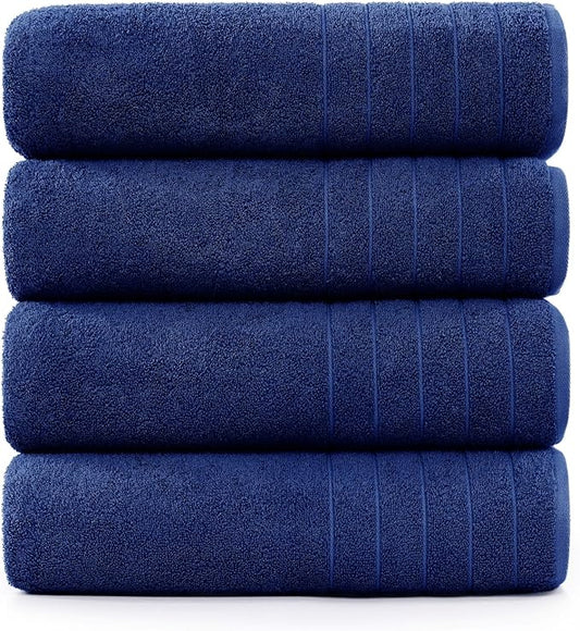Casa Platino Oversized Bath Sheet Towels, 4 Pack Bath Sheet(36"x 72"), 100% Ring Spun Cotton Bath Sheets, Highly Absorbent Bath Sheet Towels, Quick Dry Bath Towels, Luxury Bath Sheet - Navy