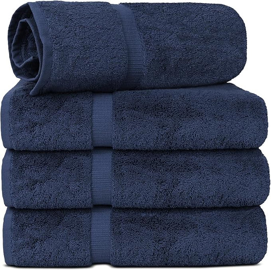 Chakir Turkish Linens | Hotel & Spa Quality 100% Cotton Luxury Turkish Towels | Soft & Absorbent (30x60 Inches Extra Large Bath Towels, Set of 4 - Navy)
