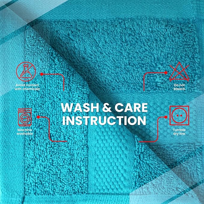 Infinitee Xclusives Luxury Wash Cloths for Showering [13x13] – 100% Cotton Washcloths [Pack of 4], Soft and Absorbent Face Towels for Bathroom Wash Clothes, Gym, and Spa (Serene Teal)