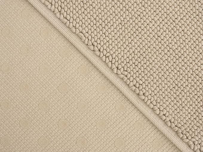 Cotton Paradise 100% Cotton Non Slip Bath Mats for Bathroom, 20x34 inch Soft Absorbent Quick Dry Machine Washable Floor Bath Mat, Beige Bath Rug
