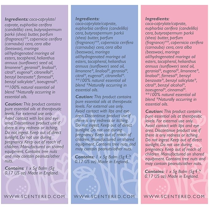 Scentered Aromatherapy Balm Gift Set - Be Kind to Yourself - Pack of 3 Balms: Sleep Well, Escape, Love - Lavender, Cedarwood, Ylang Ylang Essential Oils - Relaxing Gifts for Women