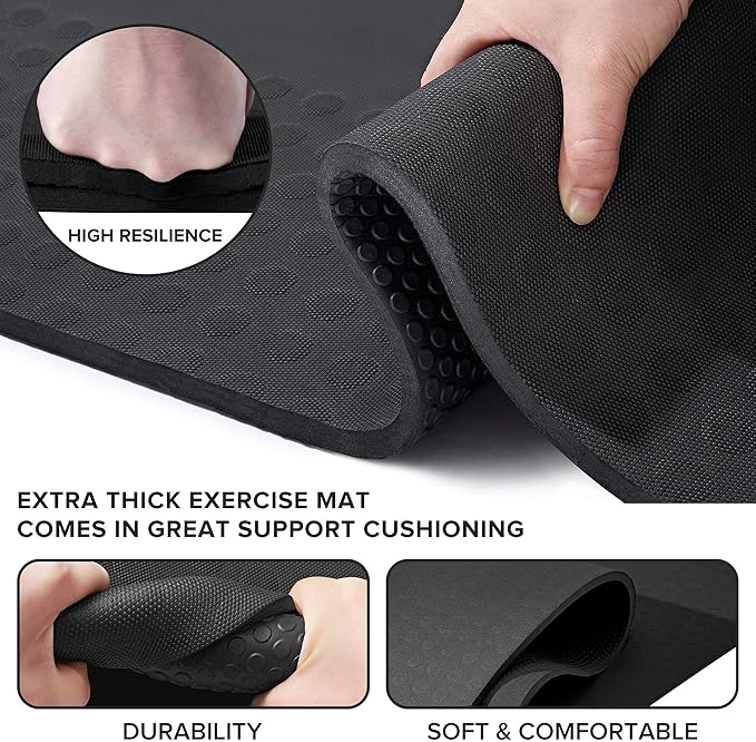 JELS Extra Thick Yoga Mat, 2/5 inch, Ergonomic 3D Non Slip Design, SGS Certified TPE Material, Yoga Mat for Men Women with Carrying Strap,Exercises Mat for Yoga, Pilates and Floor Workout(72"x26")…