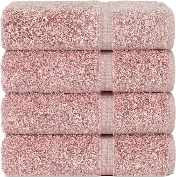 Chakir Turkish Linens | Hotel & Spa Quality 100% Cotton Premium Turkish Towels | Soft & Absorbent (4-Piece Bath Towels, Pink)