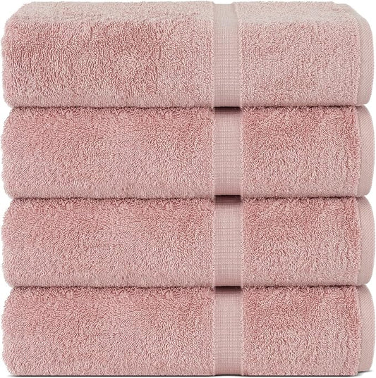 Chakir Turkish Linens | Hotel & Spa Quality 100% Cotton Premium Turkish Towels | Soft & Absorbent (4-Piece Bath Towels, Pink)