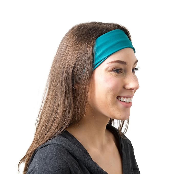 RiptGear Stretch Sport Headband for Women (Solid Teal) — Made of Non-Slip Sweat Wicking Fabric — Great for Yoga, Running or The Gym — Soft Headband Fits Most Head Sizes — (1-Pack)