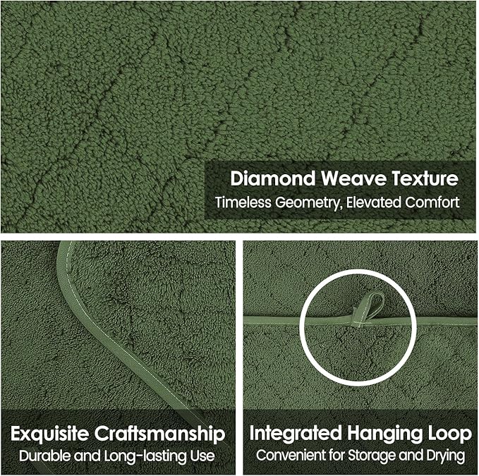 JML Microfiber Bath Towels, Oversized, Ultra Soft, Super Absorbent and Fast Drying, No Fading Large Bathroom Towel Set for Sport, Travel, Fitness (Coral Fleece - Olive-Green, 30 in x 60 in)