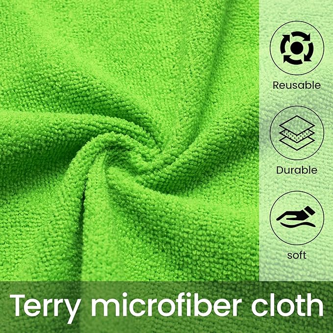 Greenfound Microfiber Cleaning Cloth Roll -80 Pack, 11.5x11.5, Tear Away Towels, Reusable and Washable Rags, Green