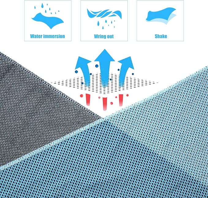 Biange Cooling Towels (40"x 12", Pack of 10) for Neck and Face, Cold Towel for Hot Weather, Sports, Workout, Fitness, Gym, Yoga, Golf, Pilates, Travel, Camping & More