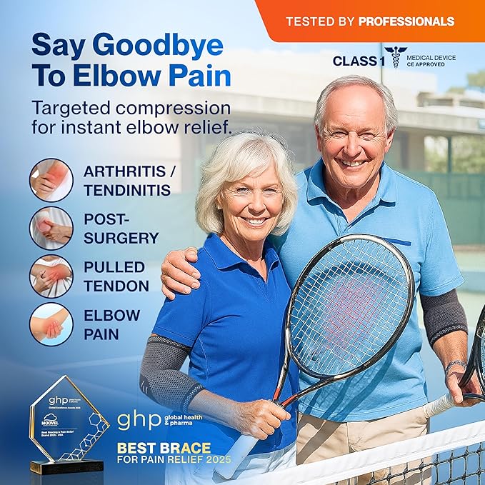 Modvel 2 Pack Elbow Brace - Golfer's Elbow Compression Sleeve Support for Joint Pain Relief, Recovery, Tendonitis Braces, Tennis Elbows Brace For Men & Women, Workout & Weightlifting Arm Wrap