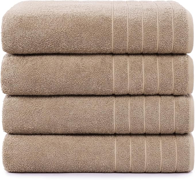 Casa Platino Oversized Bath Sheet Towels, 4 Pack Bath Sheet(36"x 72"), 100% Ring Spun Cotton Bath Sheets, Lightweight Bath Sheet Set, Quick Dry Bath Sheets, Soft Bath Sheet Towel - Tawny Brown