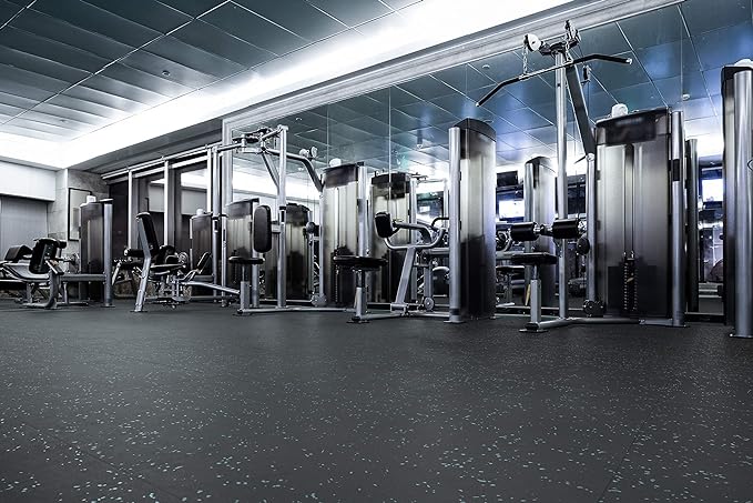 Genaflex Pro Heavy Duty Thick Rubber Gym Floor Tiles High Density Shock Absorbent Laminated Deadlift Mats - 1" Thick X 20" W X 20" L - 2.7 Sq. Ft.