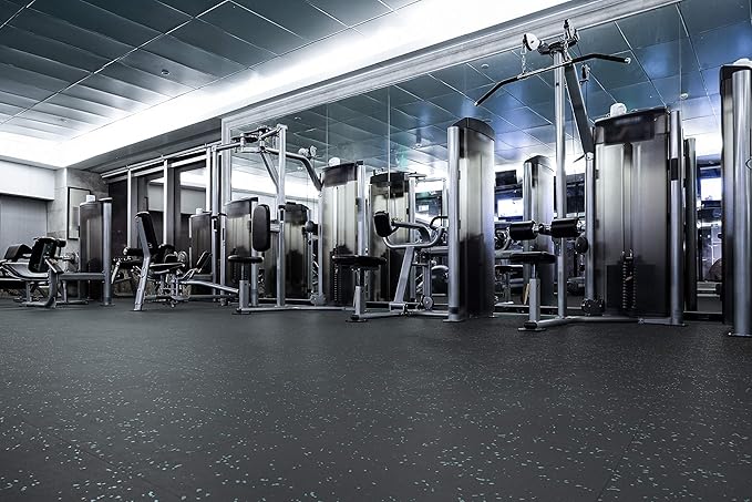 Genaflex Pro Heavy Duty Thick Rubber Gym Floor Tiles High Density Shock Absorbent Laminated Deadlift Mats - 1" Thick X 20" W X 20" L - 2.7 Sq. Ft.