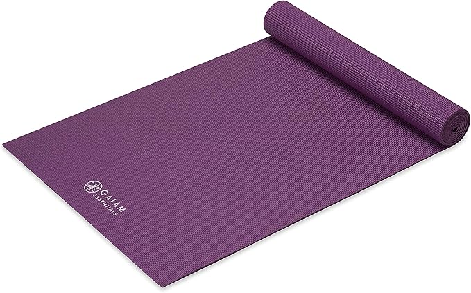 Gaiam Essentials Thick and Thin Yoga Mat Fitness & Exercise Mat with Easy-Cinch Carrier Strap