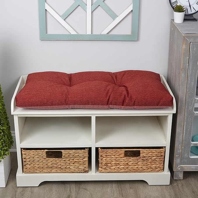 Klear Vu The Gripper Omega Non-Slip Tufted Bench Cushion for Indoor Furniture, Entryway Storage, Bay Window, Corner Nook or Piano Seat, 30 Inches, 09 Flame