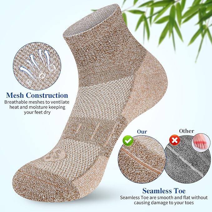 Diabetic Socks for Men,6 Pairs Ankle Mens Diabetic Socks,Diabetic Neuropathy Socks for Men 9-12
