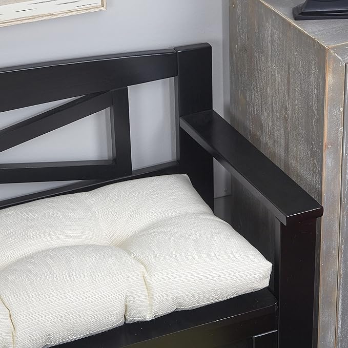 Klear Vu The Gripper Omega Non-Slip Tufted Bench Cushion for Indoor Furniture, Assembled in USA, Entryway Storage, Bay Window, Corner Nook or Piano Seat, 43 Inches, 01 Ivory