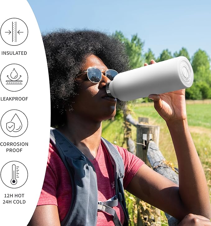 Bambaw 12 oz Insulated Stainless Steel Travel Water Bottle - Polar White