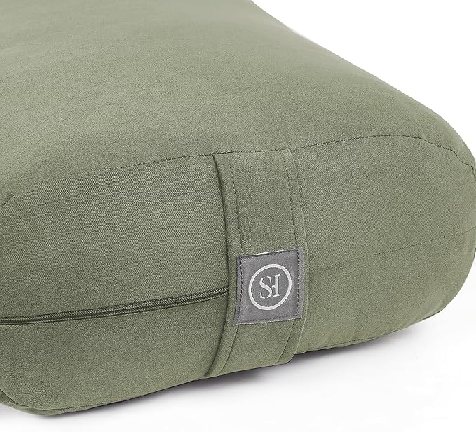 Meditation Cushion Bolster Pillow for Restorative Yoga – Supportive Cushion for Meditation, Pilates, and Relaxation – Filled with Buckwheat Hulls - Removable Cover