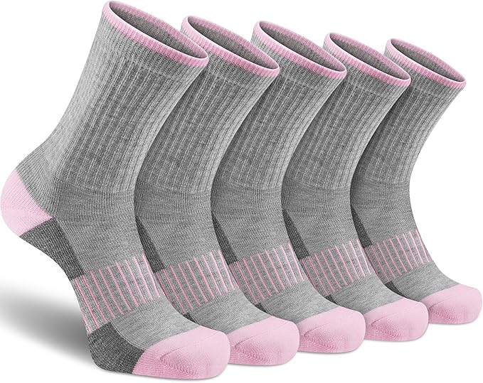 Gonii Women Socks Hiking Running Thick Cushion Athletic Crew Socks 5-Pair