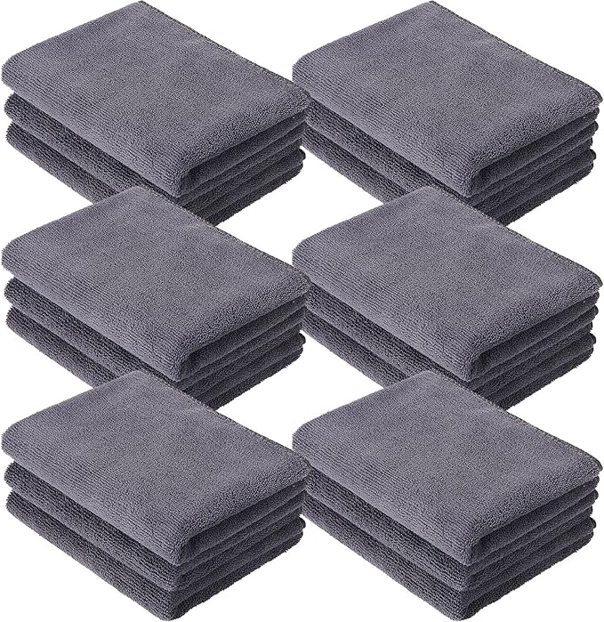 Handepo 12 Pcs Microfiber Workout Gym Towels, 360 GSM 12 x 30 Inch Gentle and Fast Drying Absorbent Towels for Men Women Yoga Travel Sports(Gray)