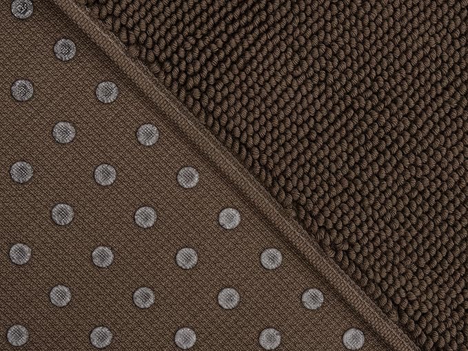 Cotton Paradise 100% Cotton Non Slip Bath Mats for Bathroom, 17x24 inch Soft Absorbent Quick Dry Machine Washable Floor Bath Mat, Brown