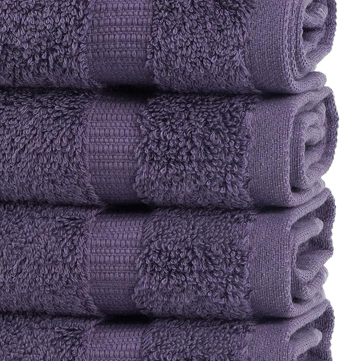 Chakir Turkish Linens | Hotel & Spa Quality 100% Cotton Premium Turkish Towels | Soft & Absorbent (4-Piece Washcloths, Plum)