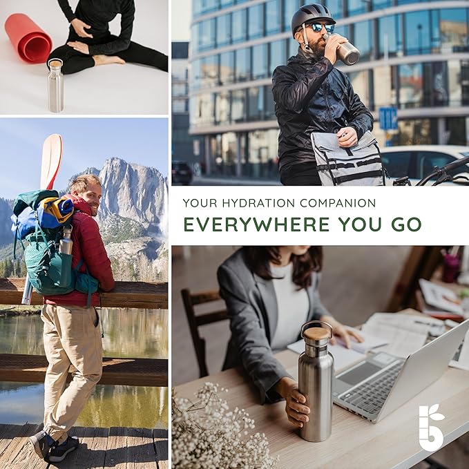 Bambaw Insulated Metal Water Bottles | Small Water Bottle 350 ml | Leakproof Water Bottle | Kids Stainless Steel Water Bottle | Thermal Bottles | Metal Water Bottle Kids | Eco Water Bottle 350ml