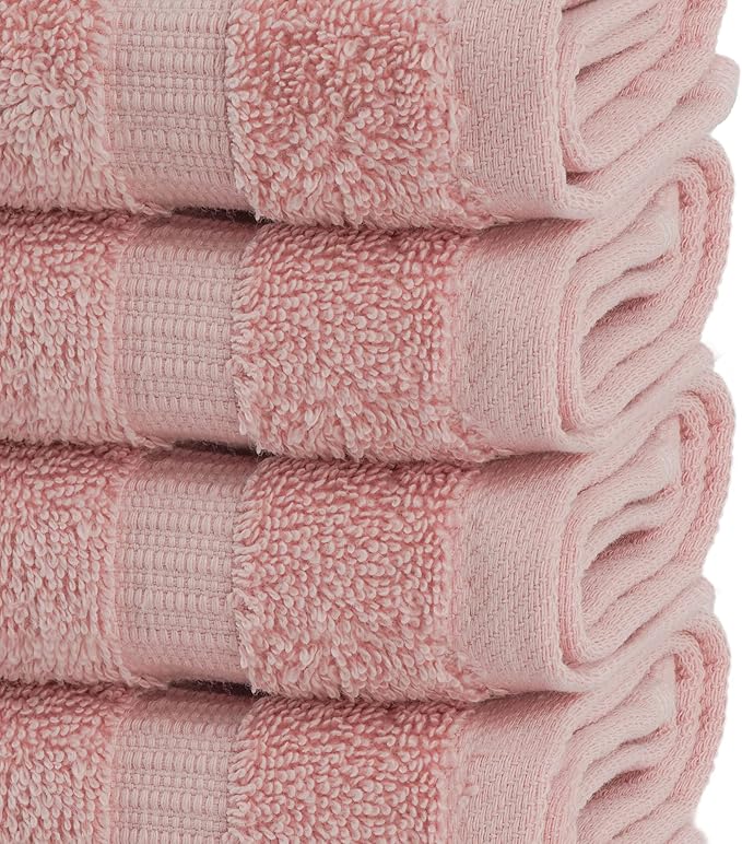 Chakir Turkish Linens | Hotel & Spa Quality 100% Cotton Premium Turkish Towels | Soft & Absorbent (12-Piece Washcloths, Pink)
