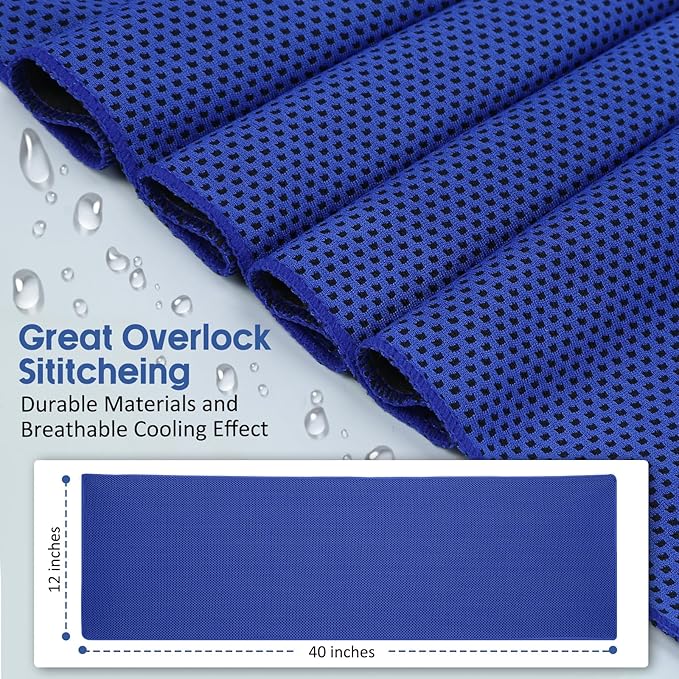 Cooling Towels 20 Pack, 40"x 12" Cooling Rags Neck Wraps for Sports with Carrying Pouch, Gym Cooling Neck Towels for Hor Weather, Sweat, Fitness, Travel
