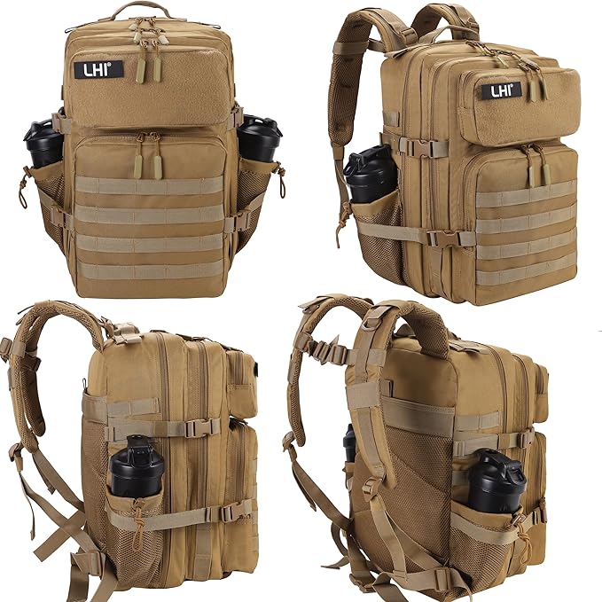 LHI Military Tactical Backpack for Men and Women 45L Army 3 Days Assault Pack Bag Large Rucksack with Molle System