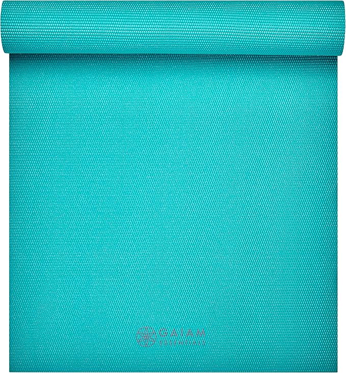 Gaiam Essentials Thick and Thin Yoga Mat Fitness & Exercise Mat with Easy-Cinch Carrier Strap