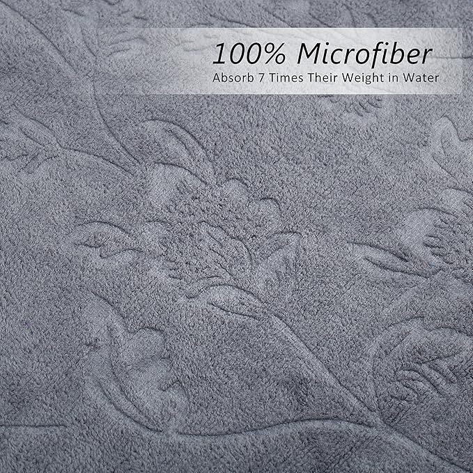 JML Bath Towels 2 Pack, Oversized Microfiber Bath Towel Set 30" x 60", Extra Large, Soft and Super Absorbent for Hair Wrap, Beach, Pool, Sport - Grey Floral Pattern